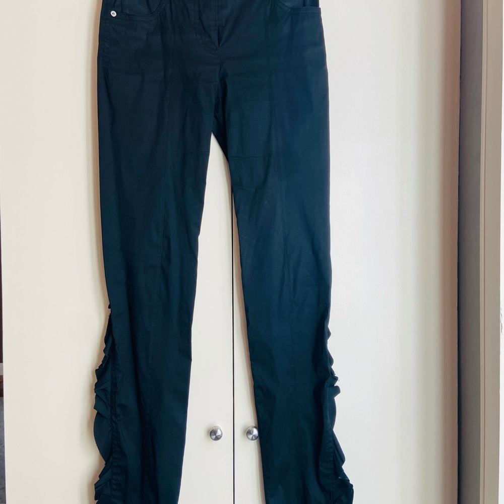 Louis Vuitton Black Flare Pants with Ruffled Opened Sides